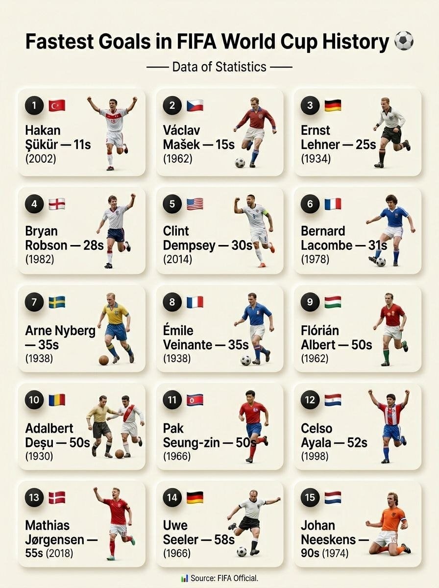 Fastest World Cup goals ⚽