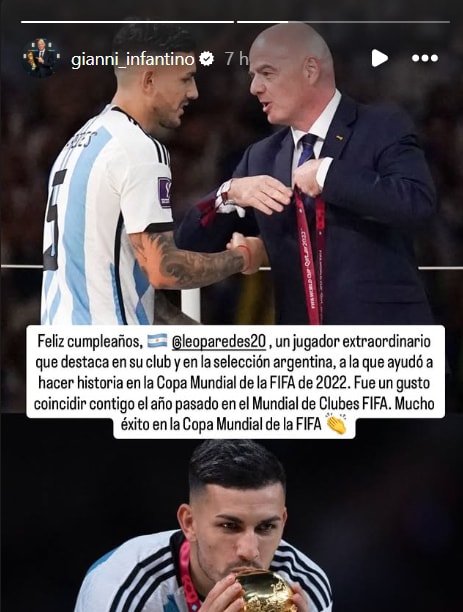 Gianni Infantino Leandro Paredes birthday Gianni Infantino Leandro Paredes birthday