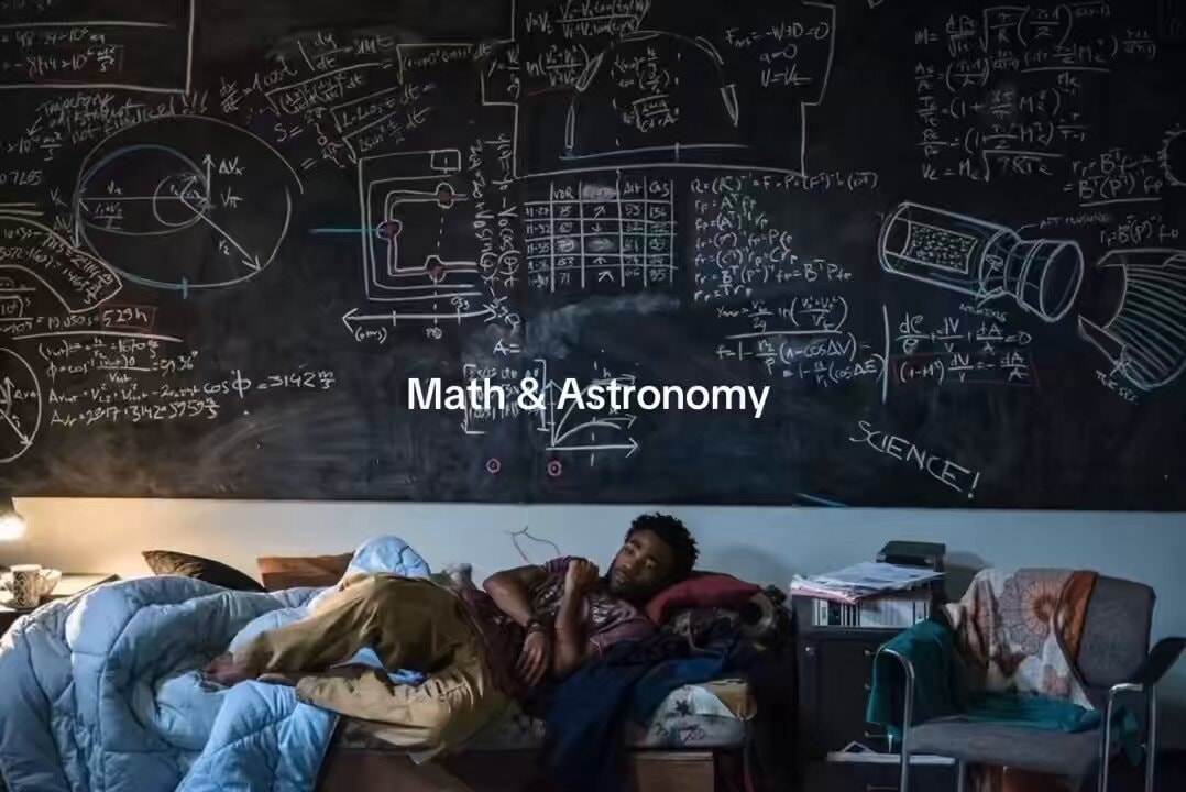 Math & Astronomy blackboard scene