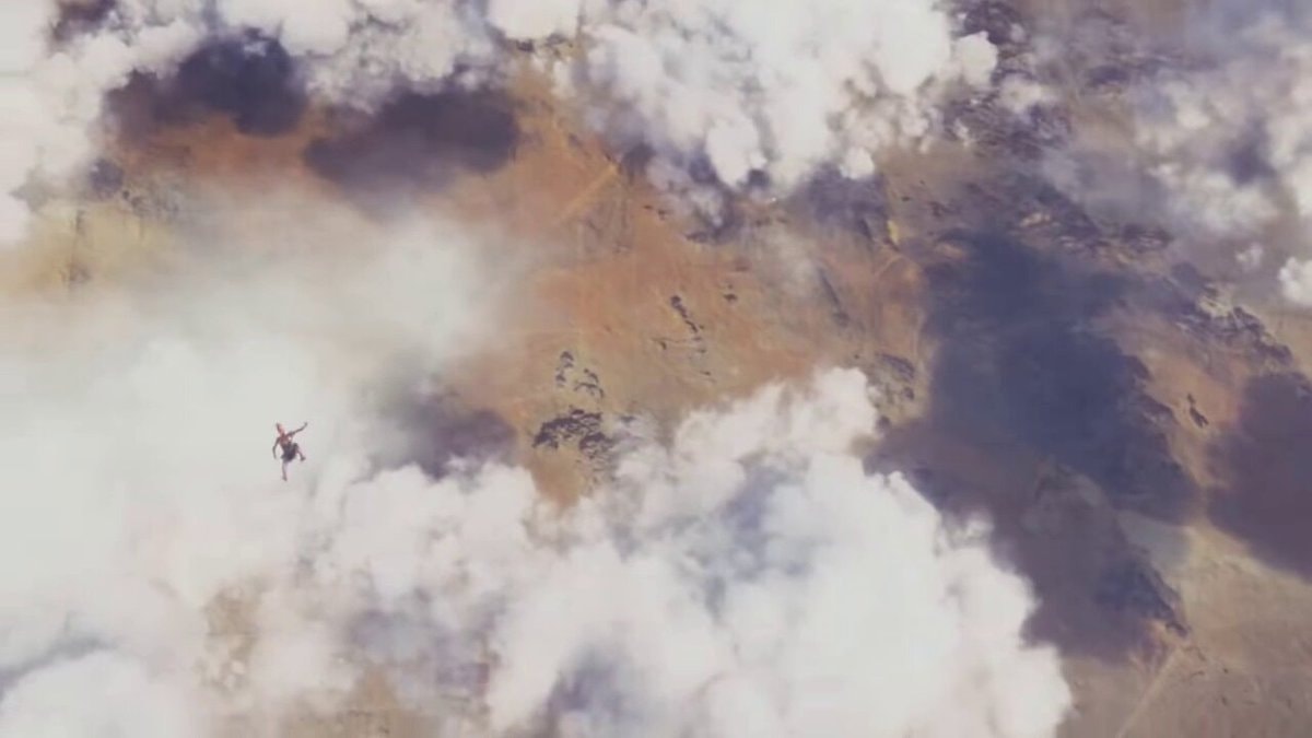 Captain Marvel skydive moment