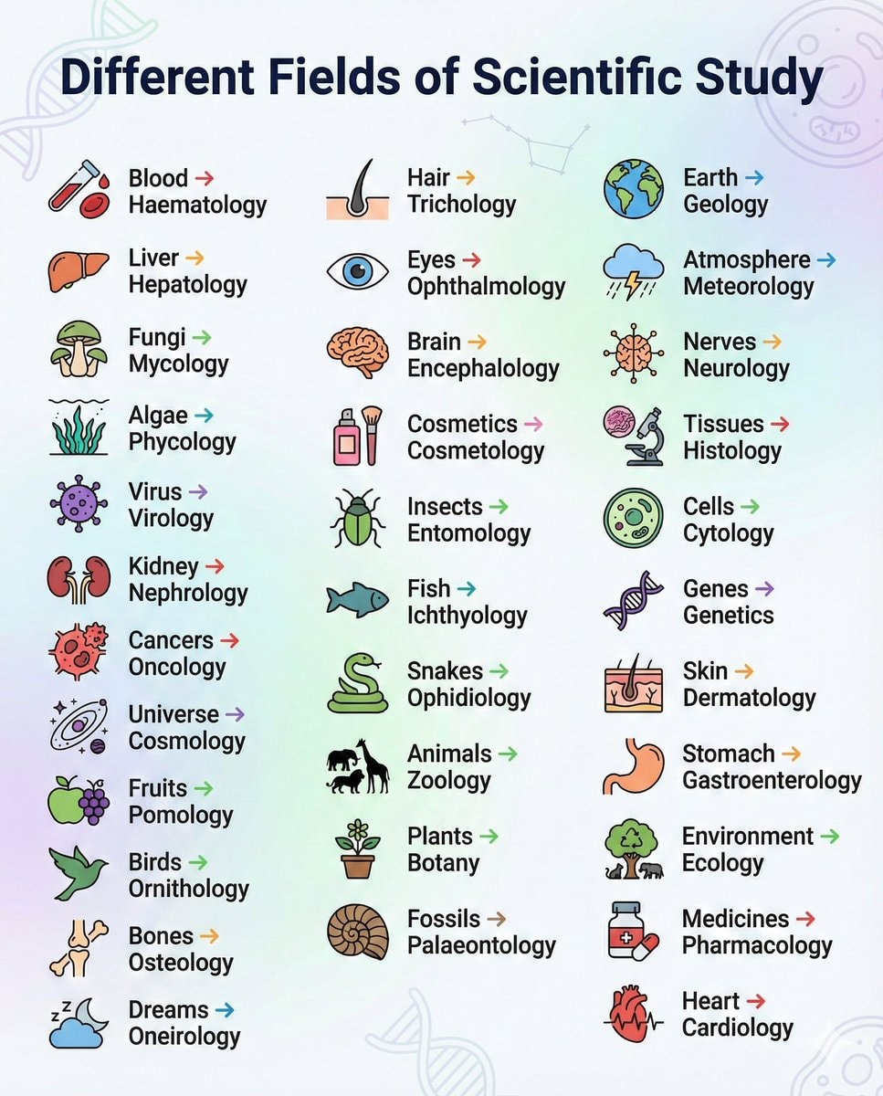 Different Fields of Scientific Study Different Fields of Scientific Study