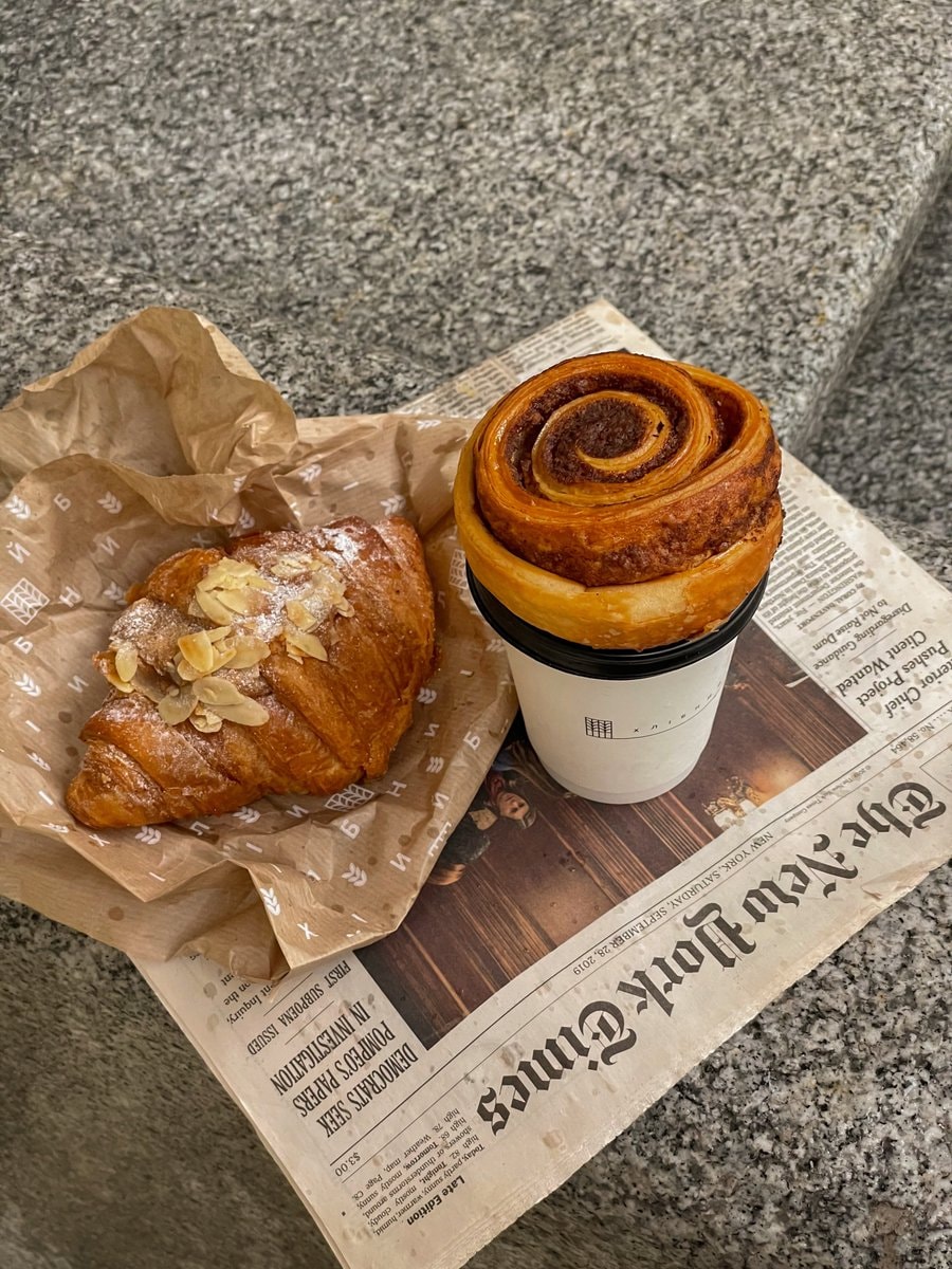 yellow coffee cups and pastry (photo 2 of 4)