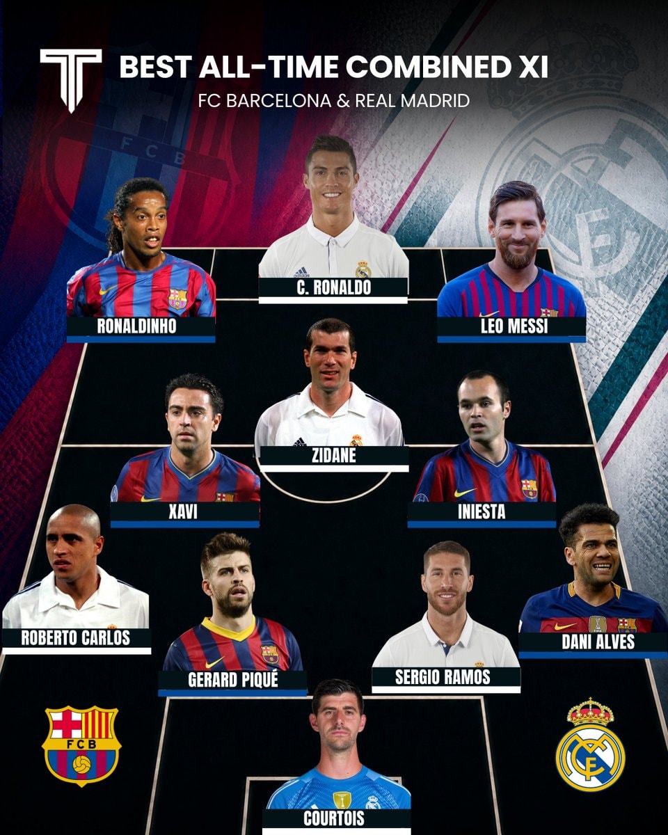 Barcelona Real Madrid all-time combined XI