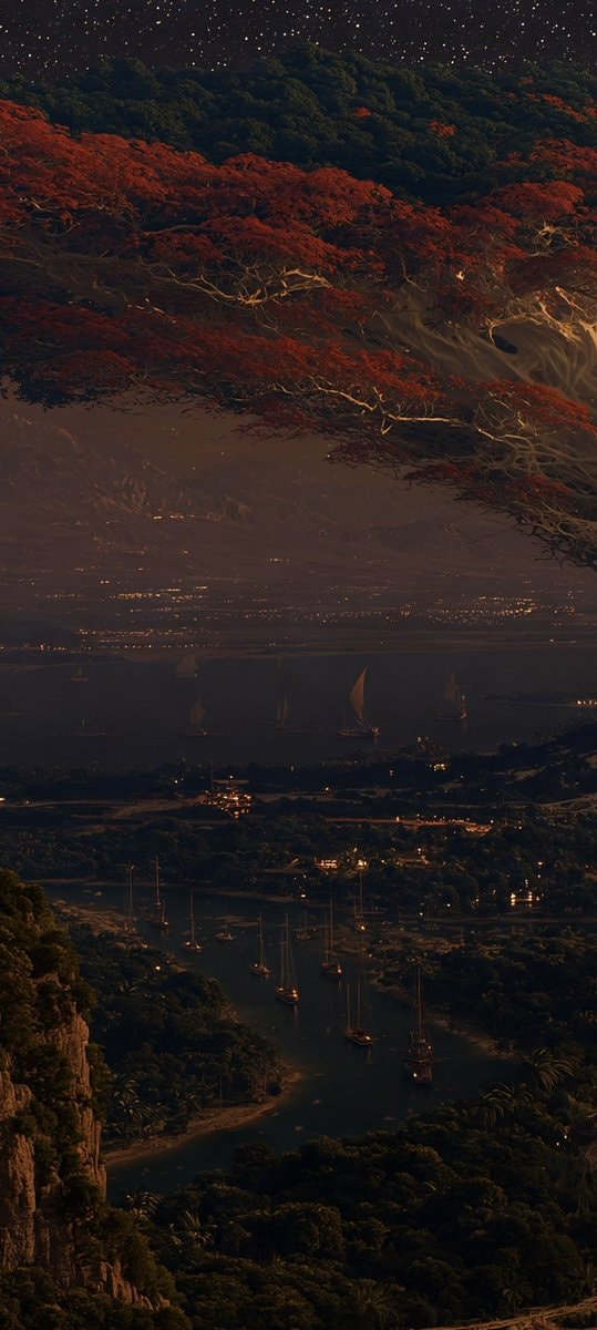bay at dusk with sailboats