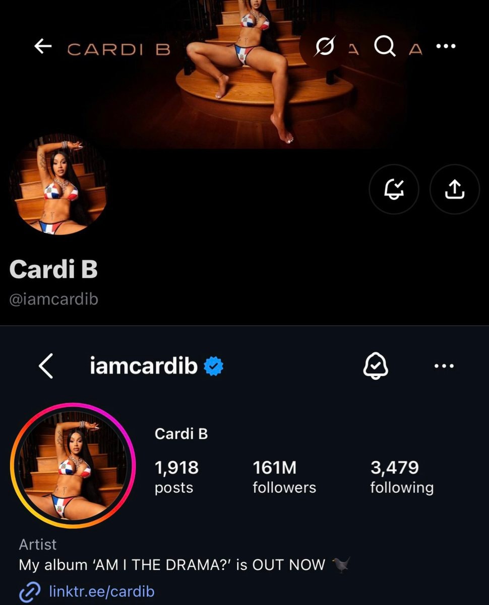Cardi B changes Twitter and Instagram layout
