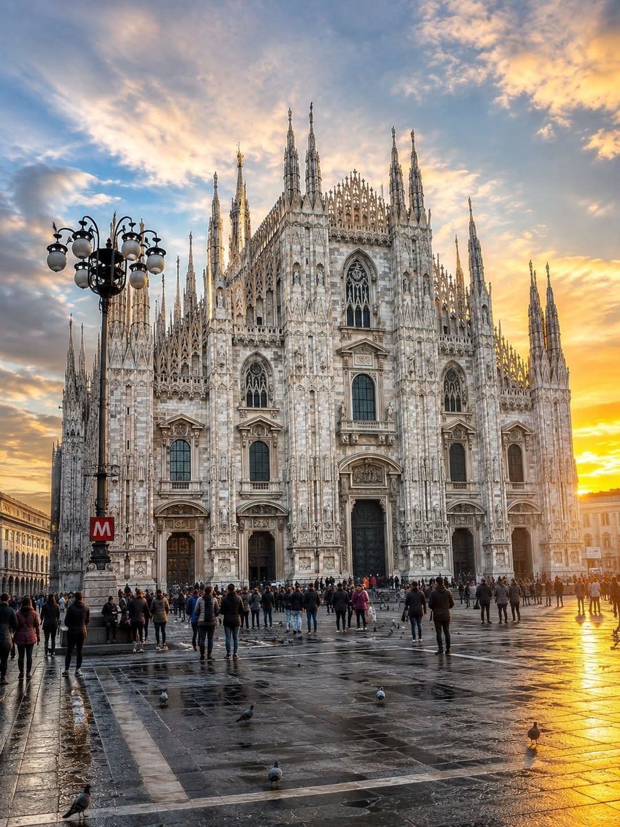Milan Italy cathedral sunset