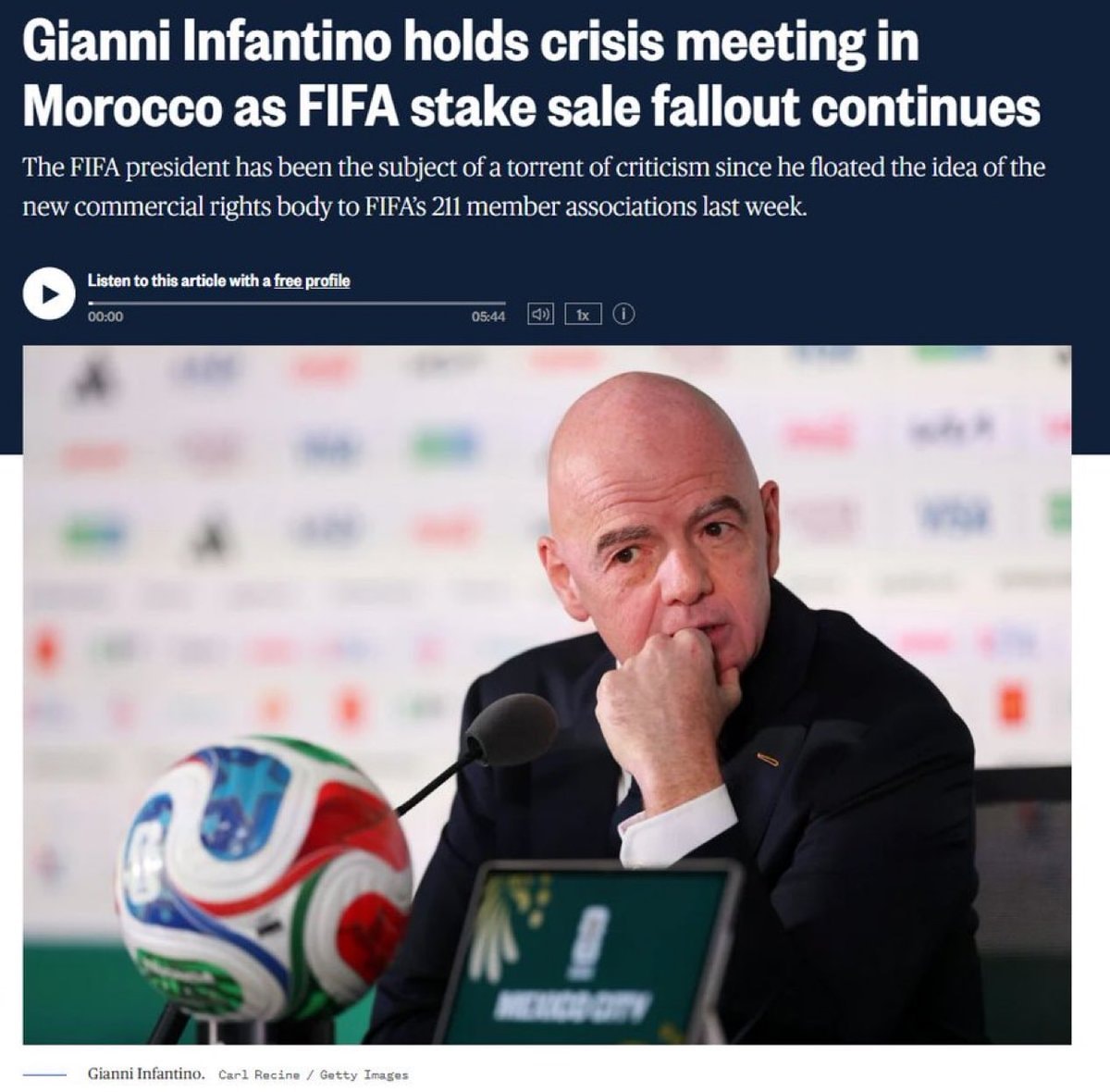 Gianni Infantino Morocco crisis meeting