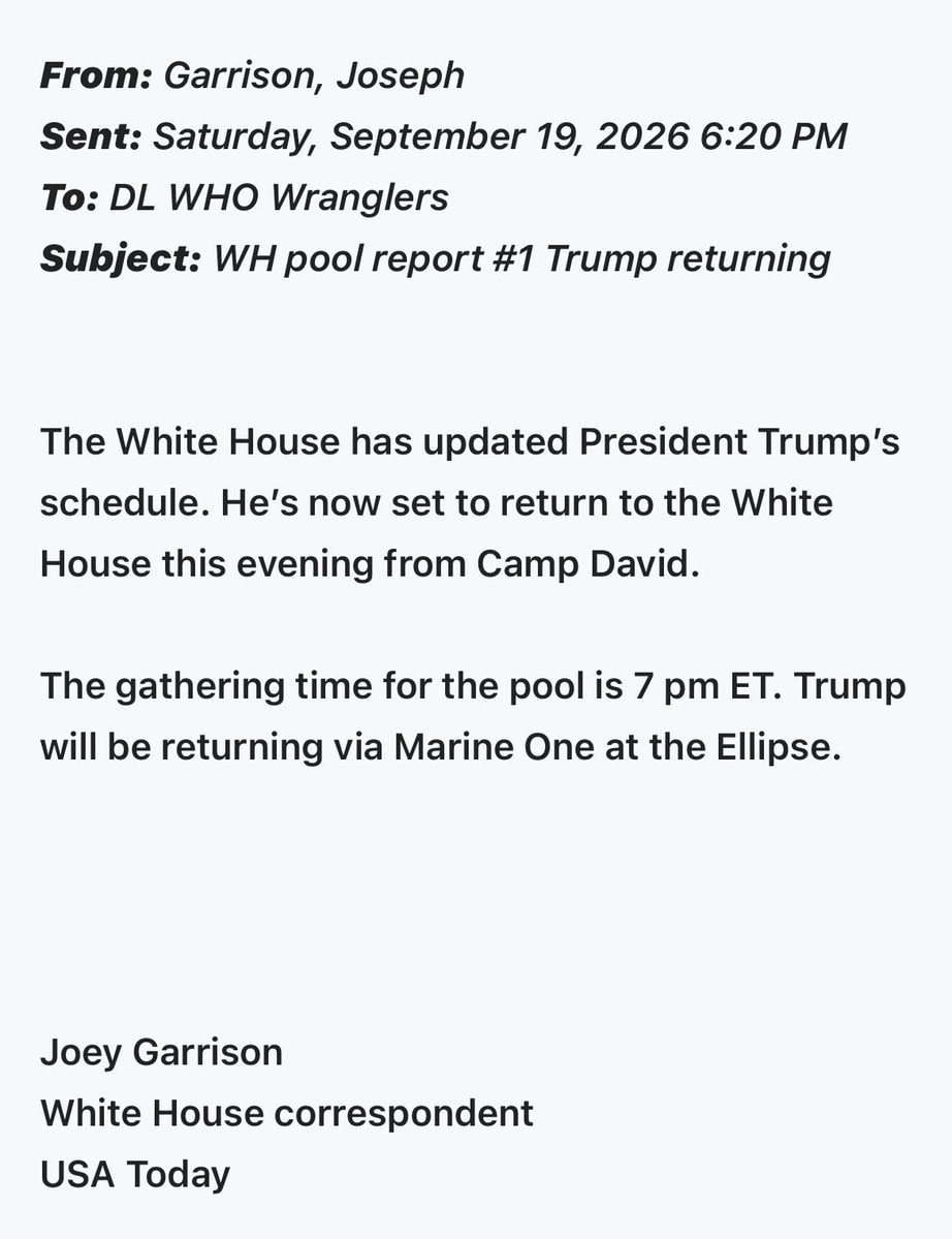 Donald Trump White House return schedule