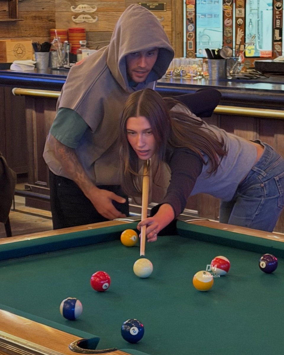 Hailey Bieber Justin Bieber billiards (photo 2 of 2)