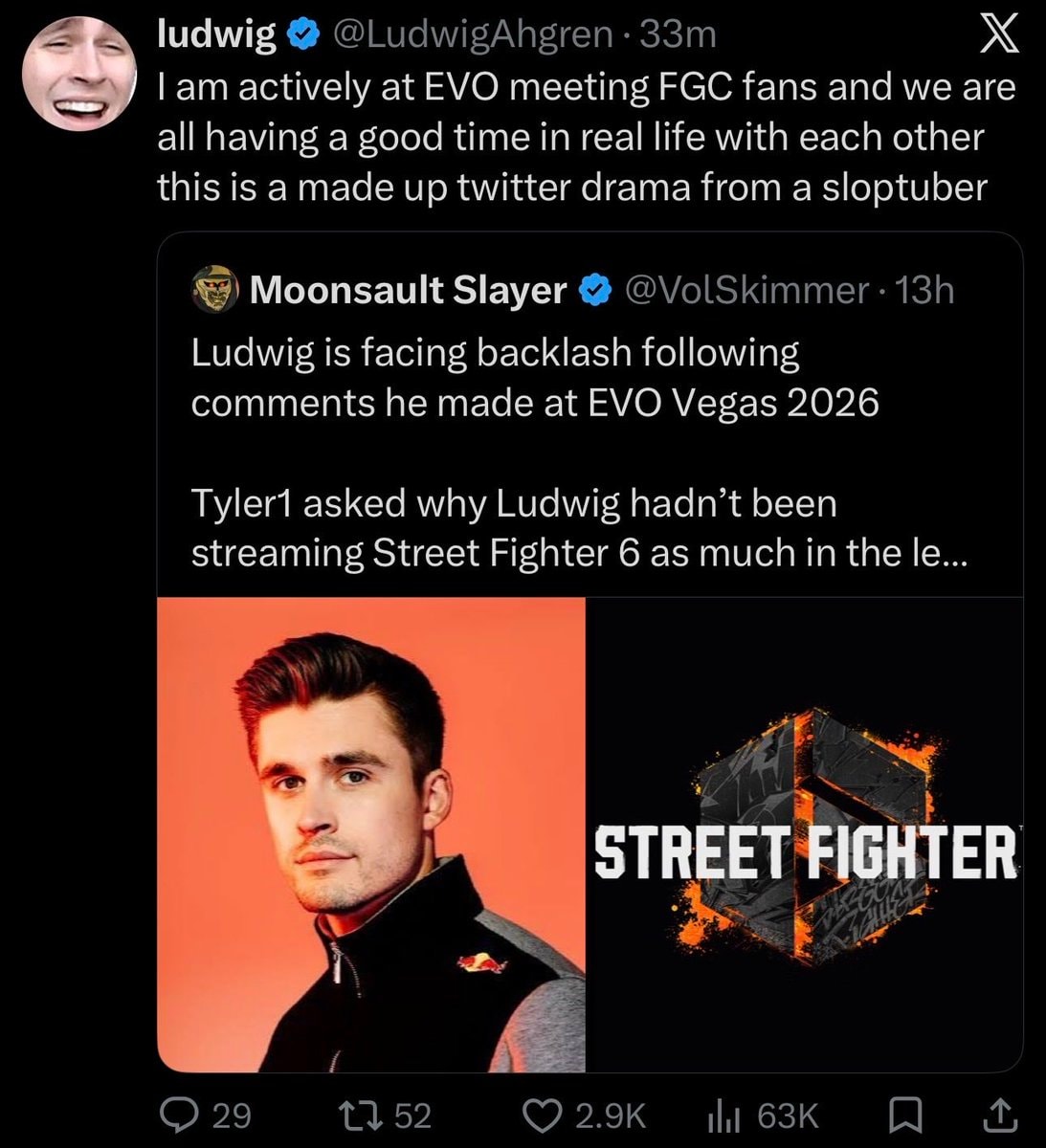 Ludwig EVO Vegas Street Fighter drama