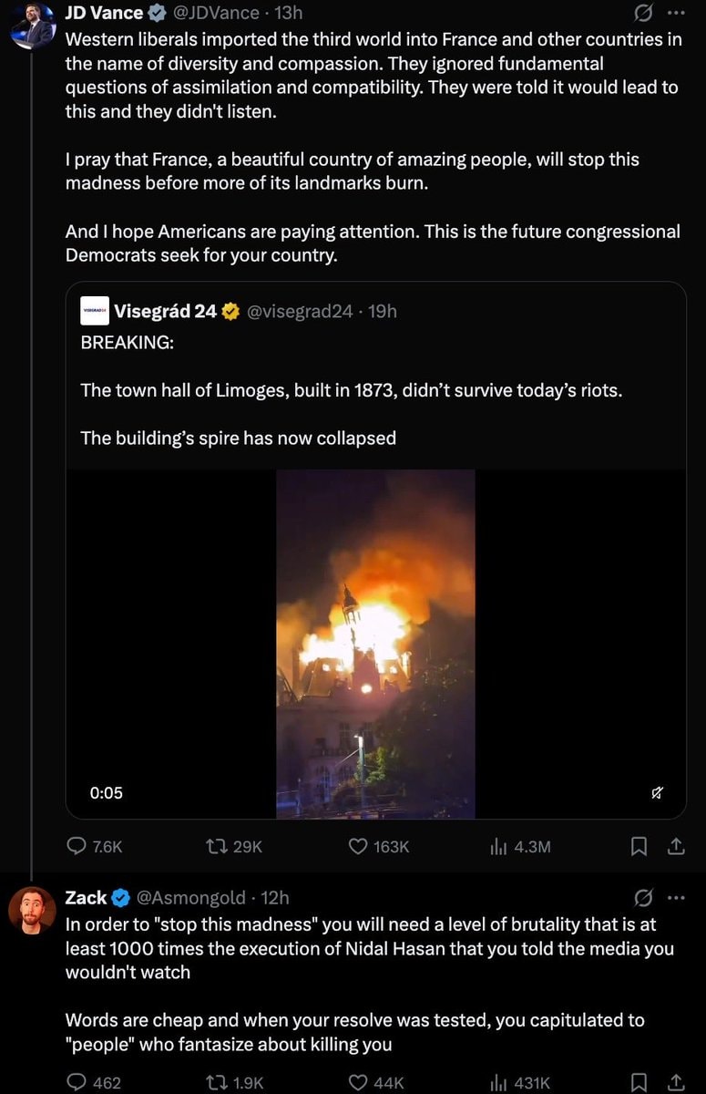 Asmongold responds to JD Vance on French riots Asmongold responds to JD Vance on French riots