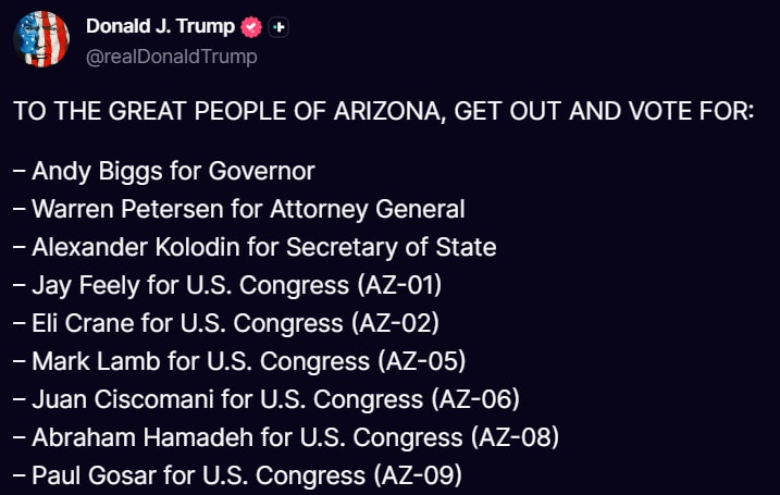 Trump endorses Arizona candidates