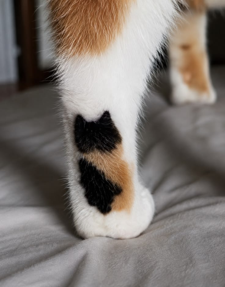 calico cat paw with tiny head detail