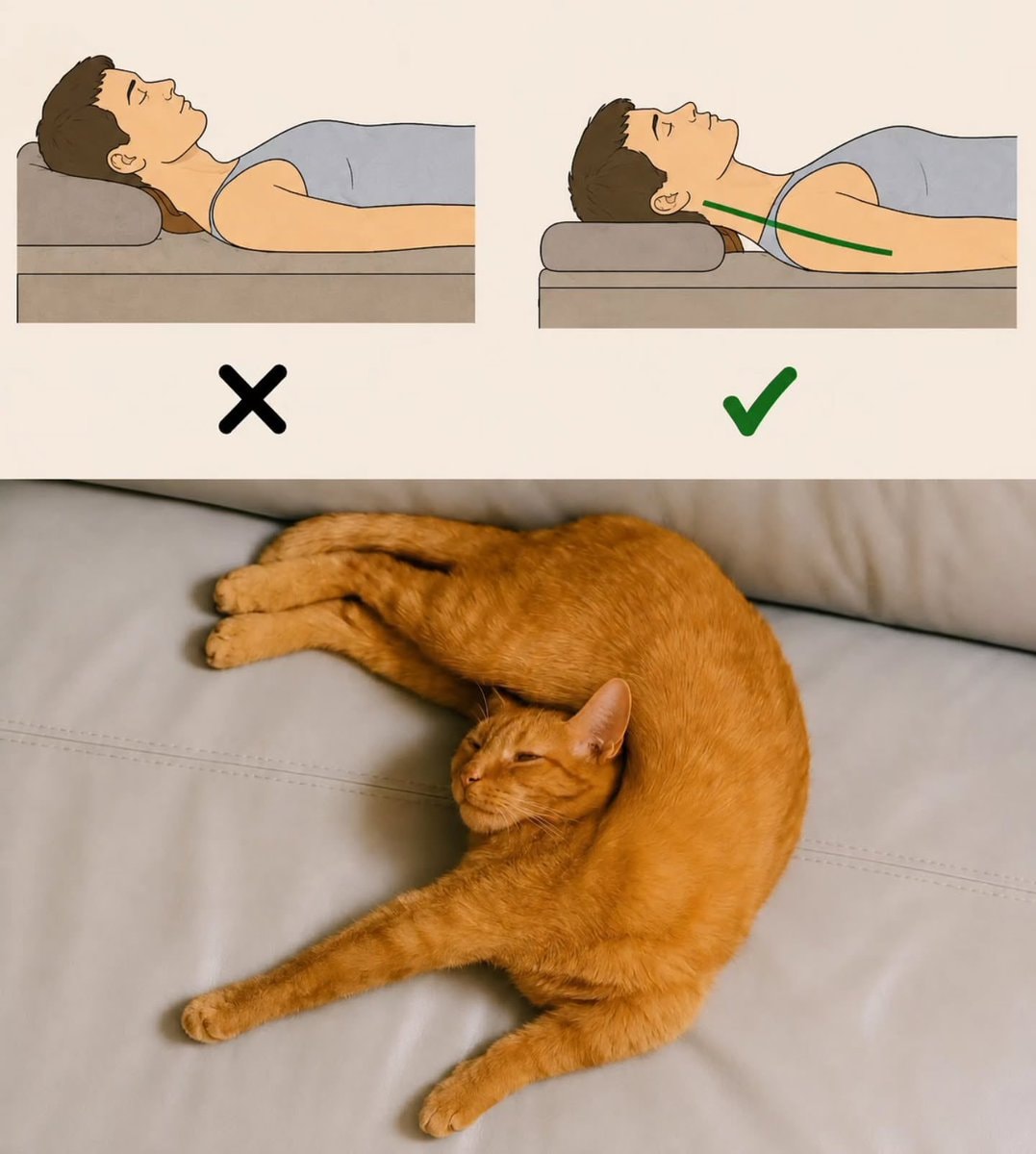 Sleep posture illustration and orange cat Sleep posture illustration and orange cat