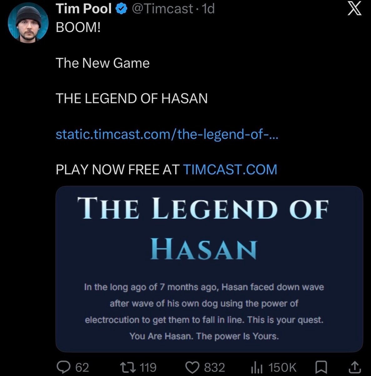 The Legend of Hasan game by Tim Pool