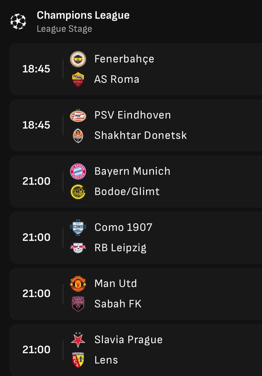 Champions League schedule without Bayern Munich