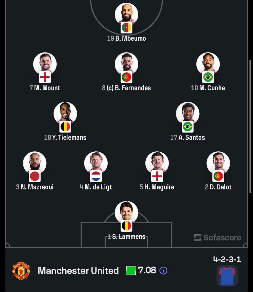 Como vs Manchester United lineup (photo 2 of 2)