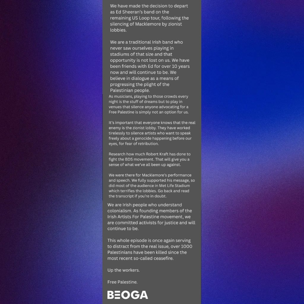 Beoga withdraws from Ed Sheeran Loop tour (photo 2 of 2) Beoga withdraws from Ed Sheeran Loop tour (photo 2 of 2)