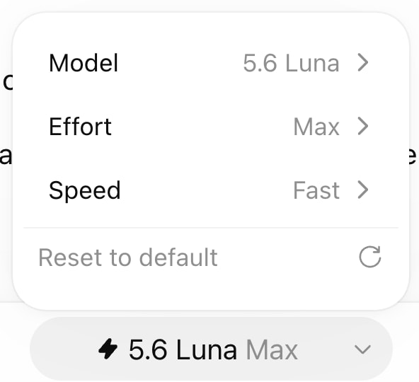 5.6 Luna Max settings 5.6 Luna Max settings