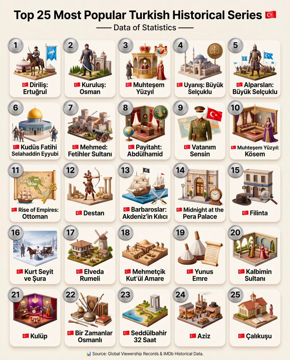 Top 25 Most Popular Turkish Historical Series