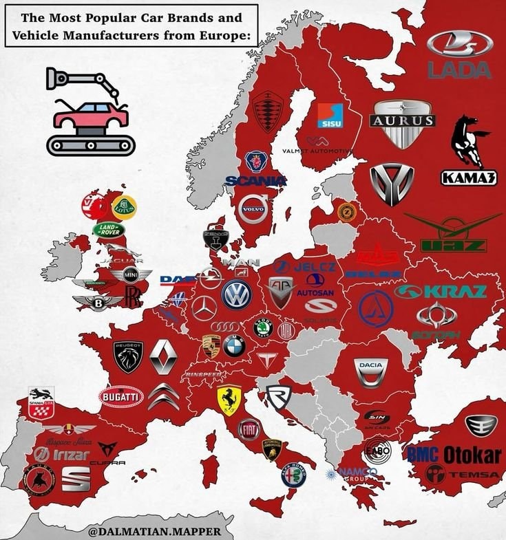 Popular European Car Brands Map