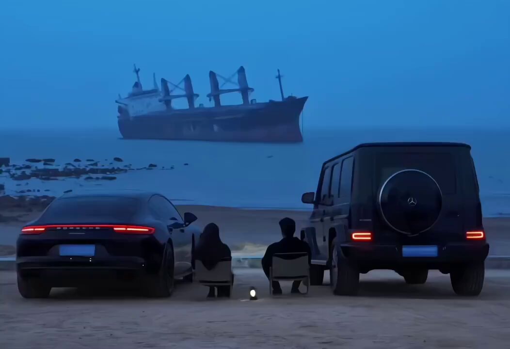 Porsche and G-Wagen beach sunset