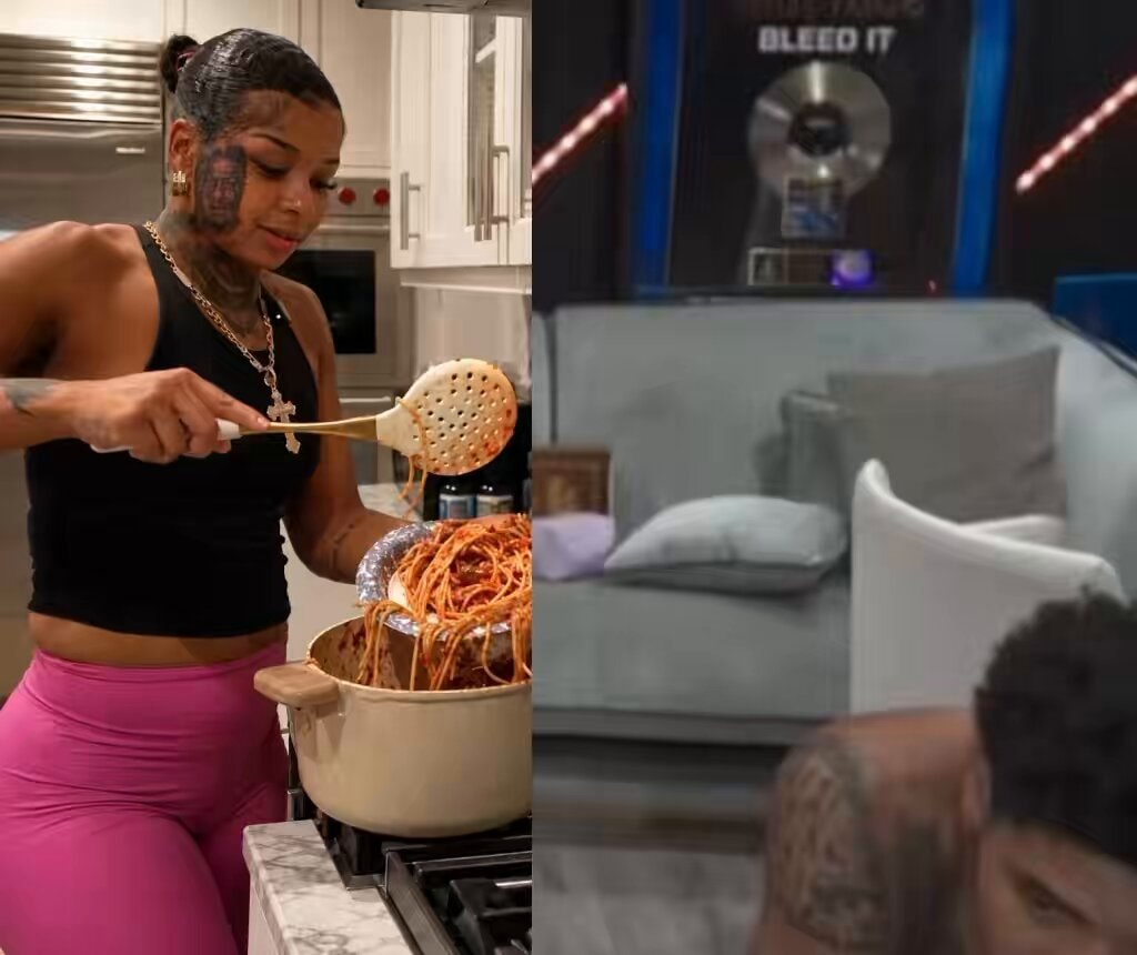 Blueface cameraman Chrisean cooking