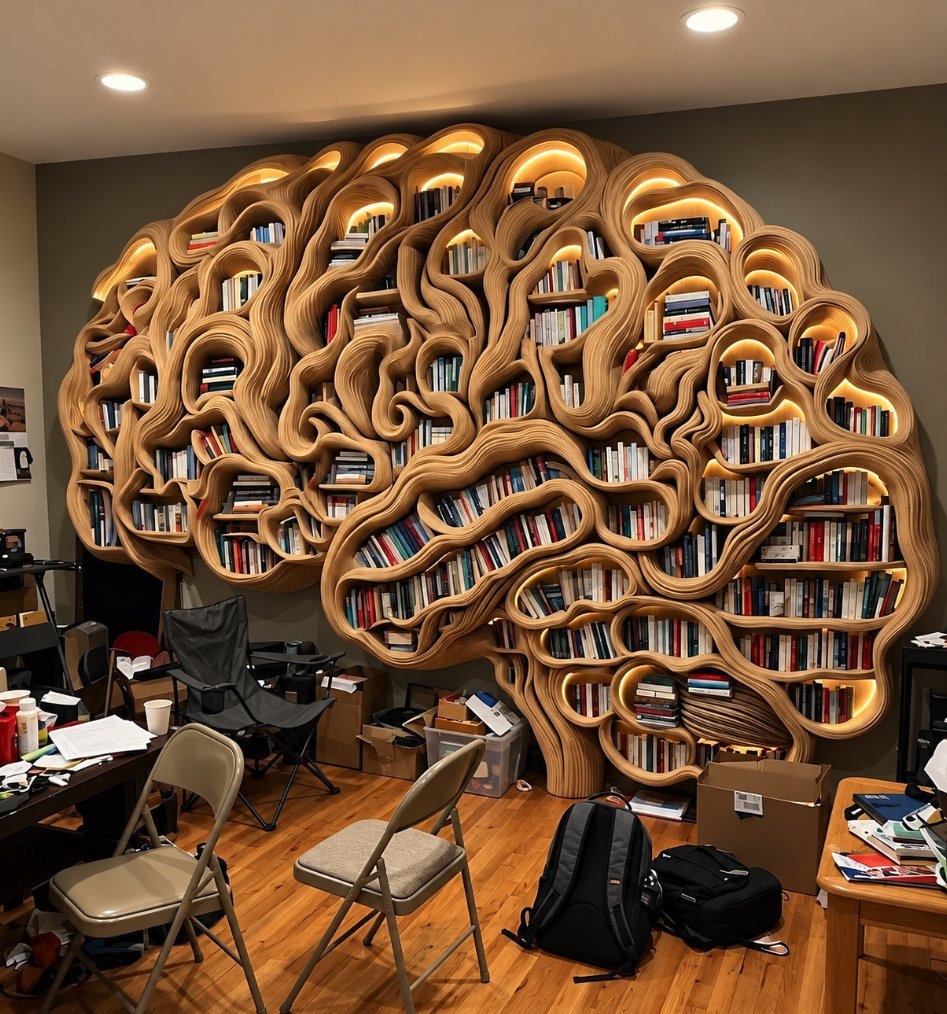 brain-shaped wooden shelves (photo 2 of 2)