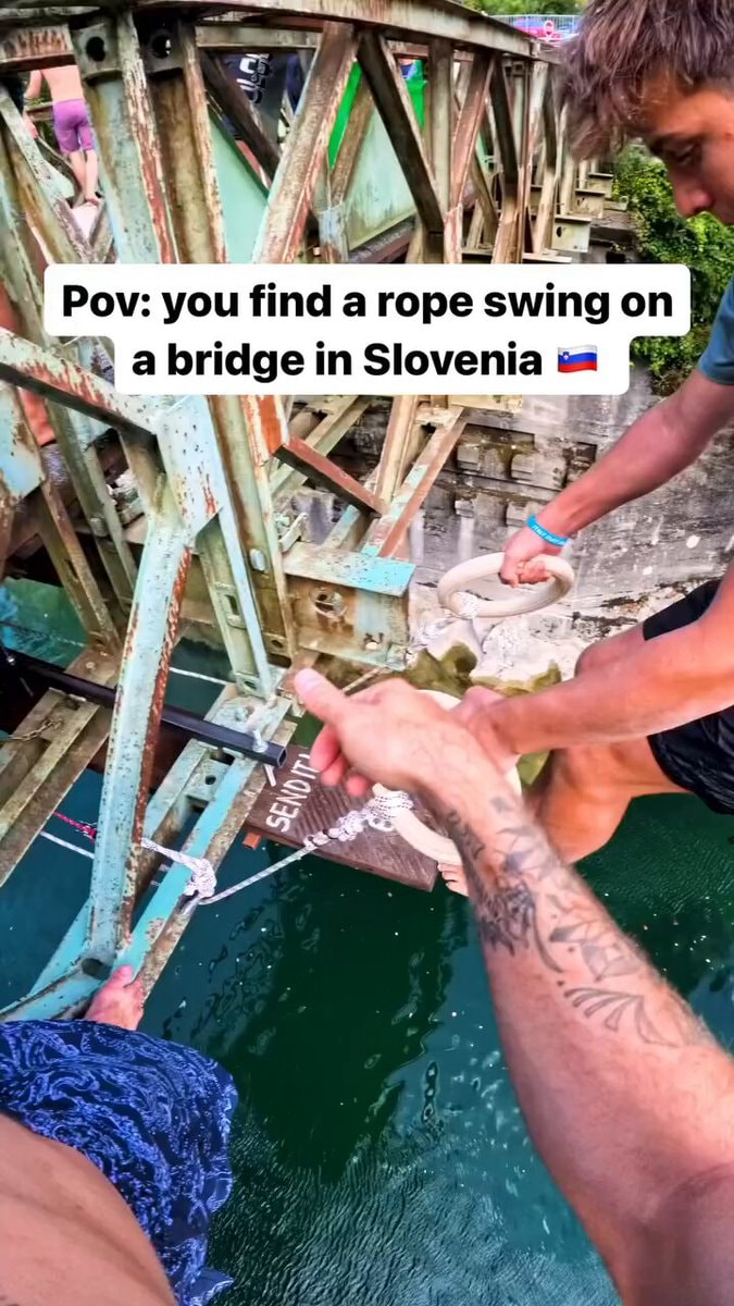 Slovenia bridge rope swing