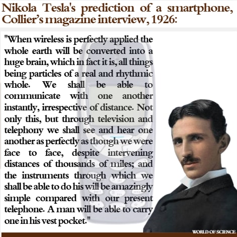 Nikola Tesla smartphone prediction 1926 Nikola Tesla smartphone prediction 1926