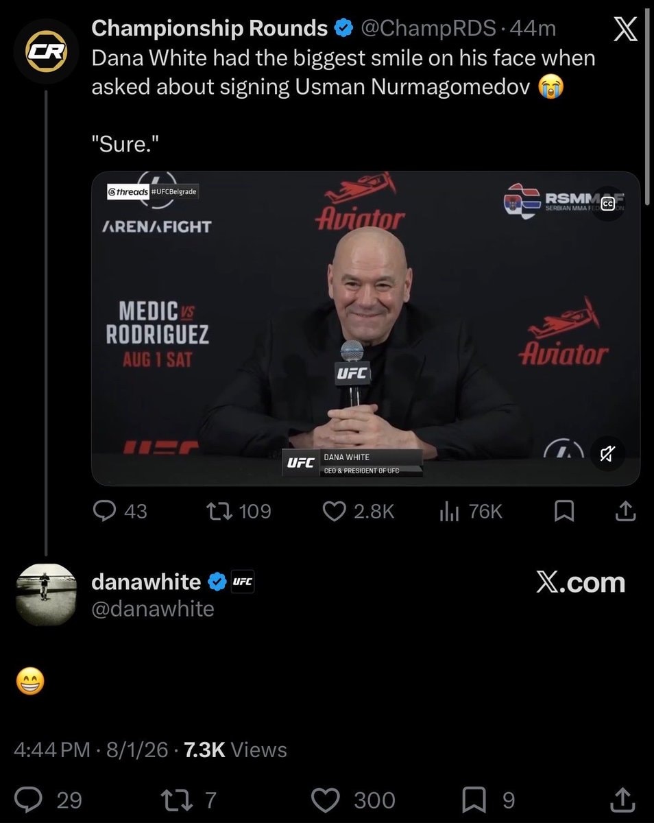 Dana White coming over Dana White coming over