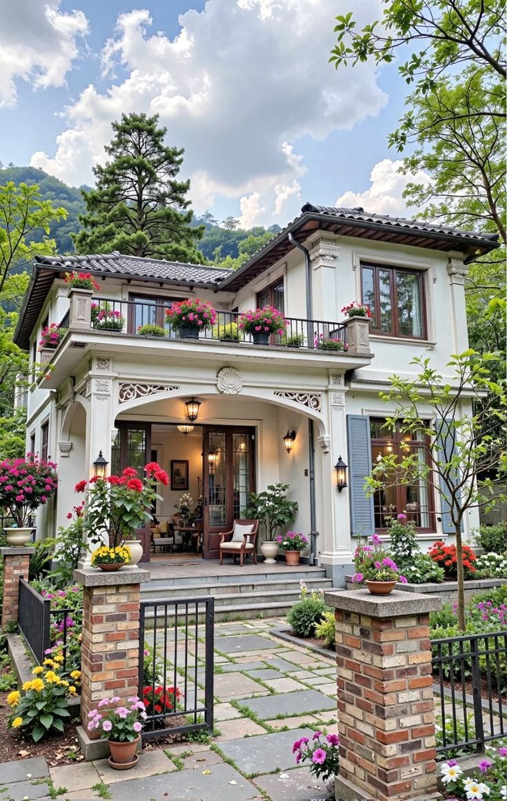 dream house with flower porch