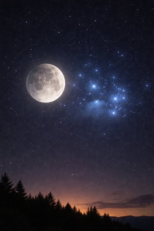Moon visits the Seven Sisters