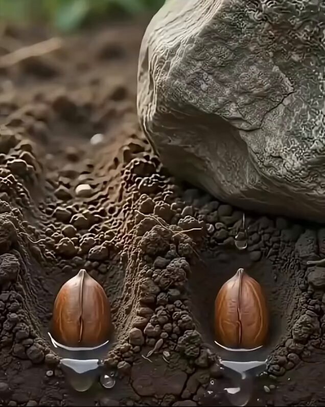 nuts planted in soil