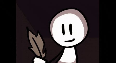 cartoon character with quill pen