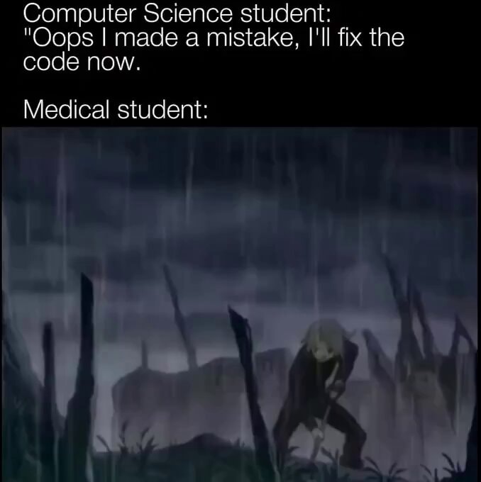 Meme comparing Computer Science and Medical students