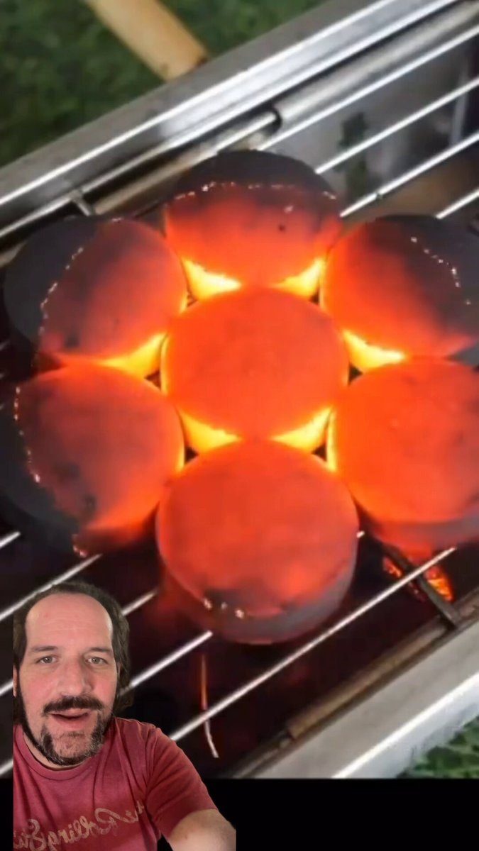 Charcoal grill flames