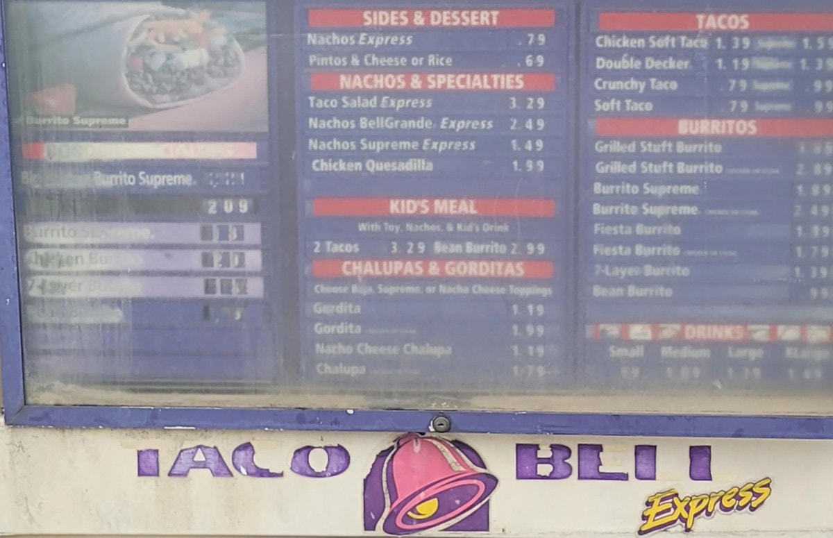 Fast-food menu board