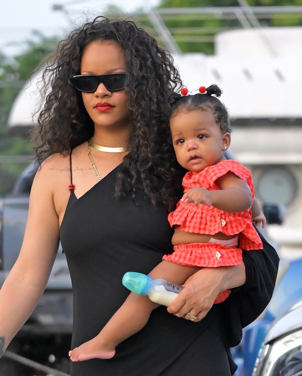 Rihanna with her daughter in Barbados