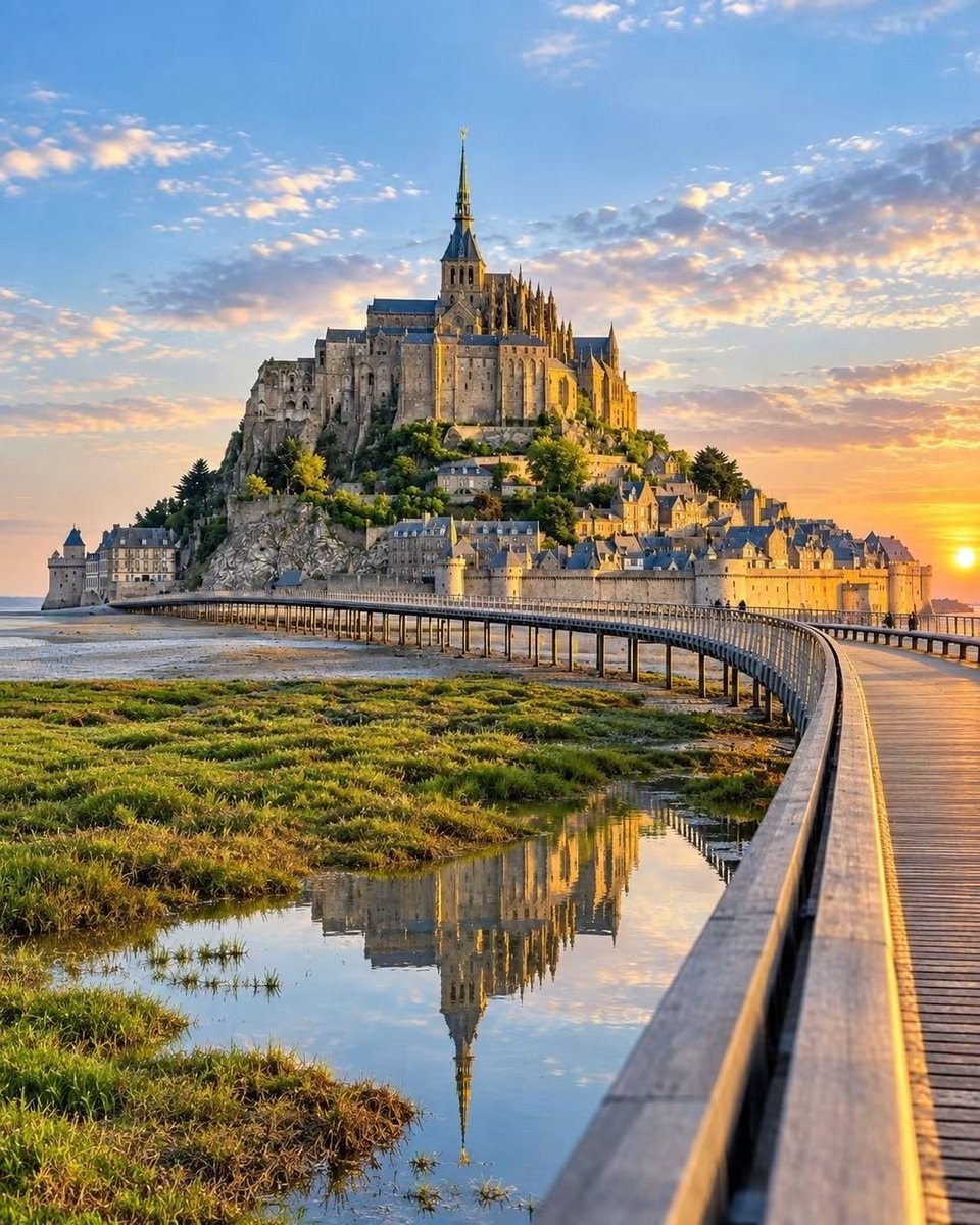 Castle on rocky island in Normandy