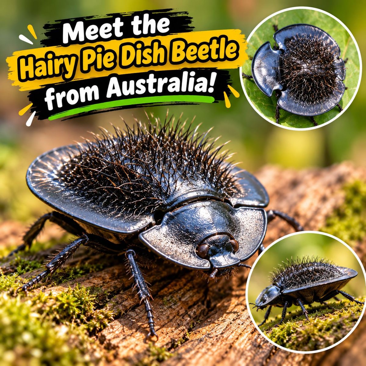 Hairy pie dish beetle from Australia