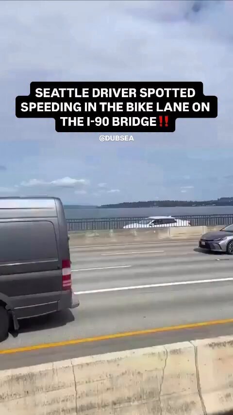 Vehicle on I-90 floating bridge Seattle