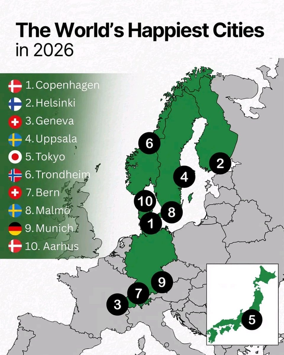 World's Happiest Cities in 2026 World's Happiest Cities in 2026