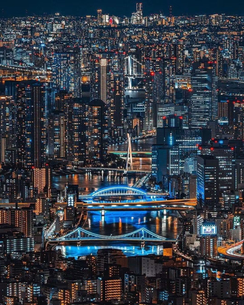 Tokyo Japan cityscape at night