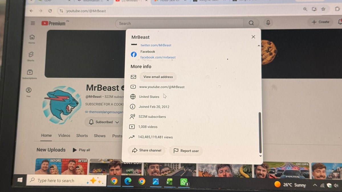 MrBeast YouTube channel page
