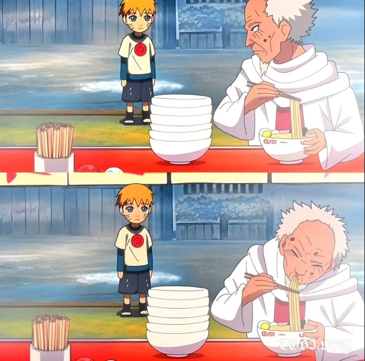 Naruto Uzumaki and Jiraiya ramen moment