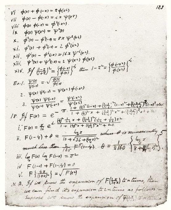 Srinivasa Ramanujan handwritten notes (photo 3 of 3)