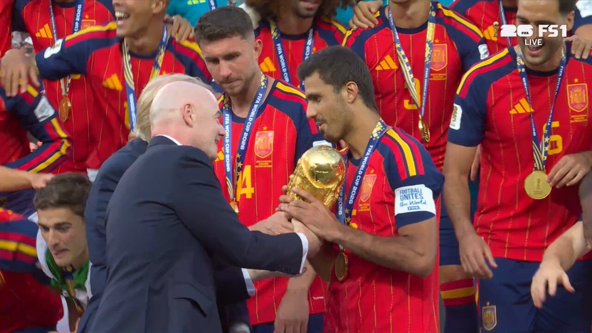 Spain lifts FIFA World Cup trophy