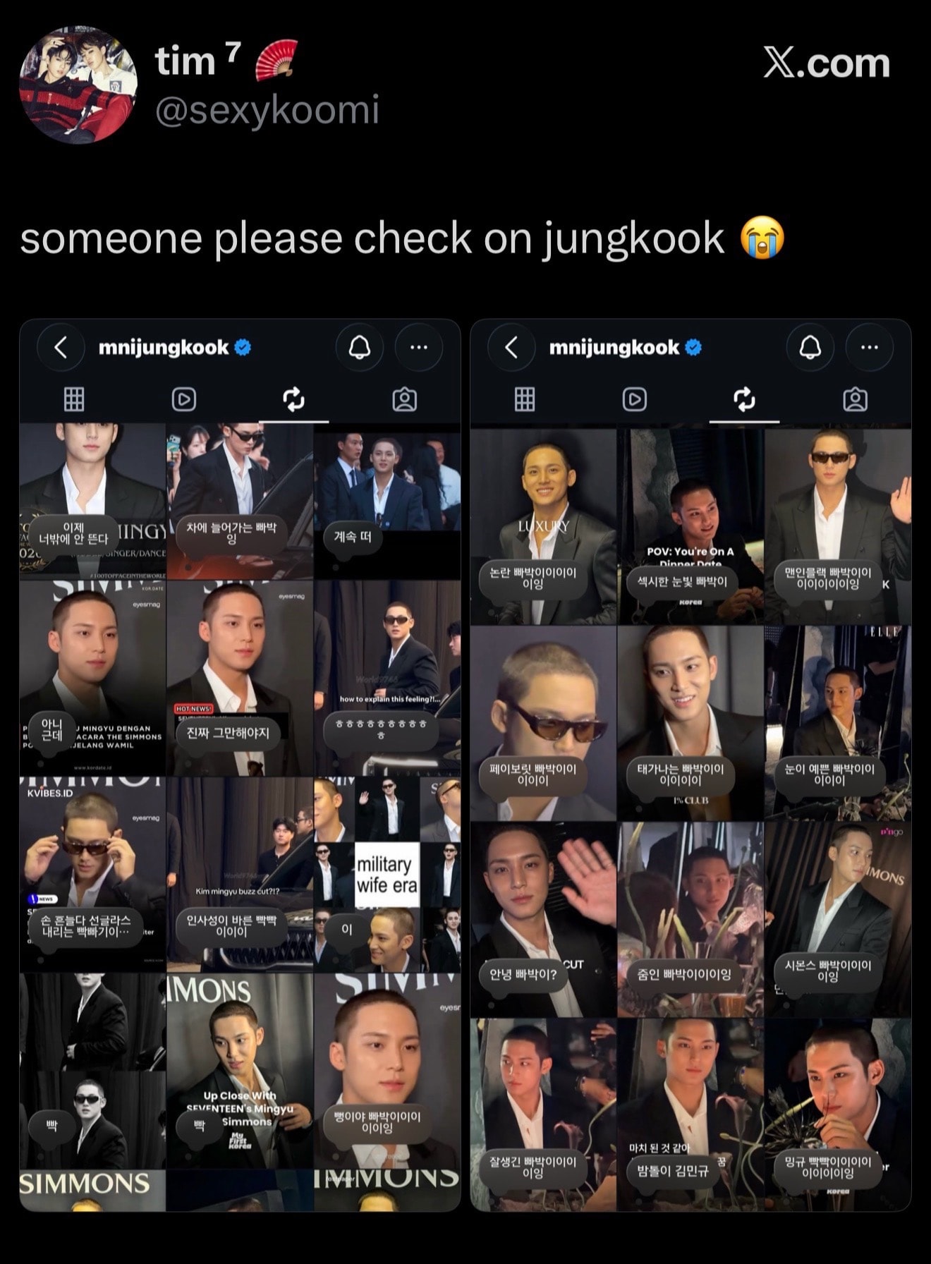 Jungkook military wife era supporting Mingyu