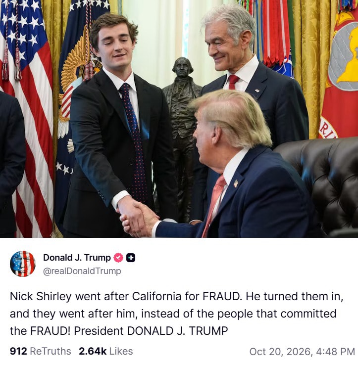 Trump hosts Nick Shirley at White House